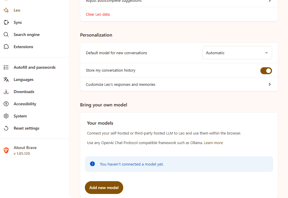 near-ai-cloud-brave-leo-settings